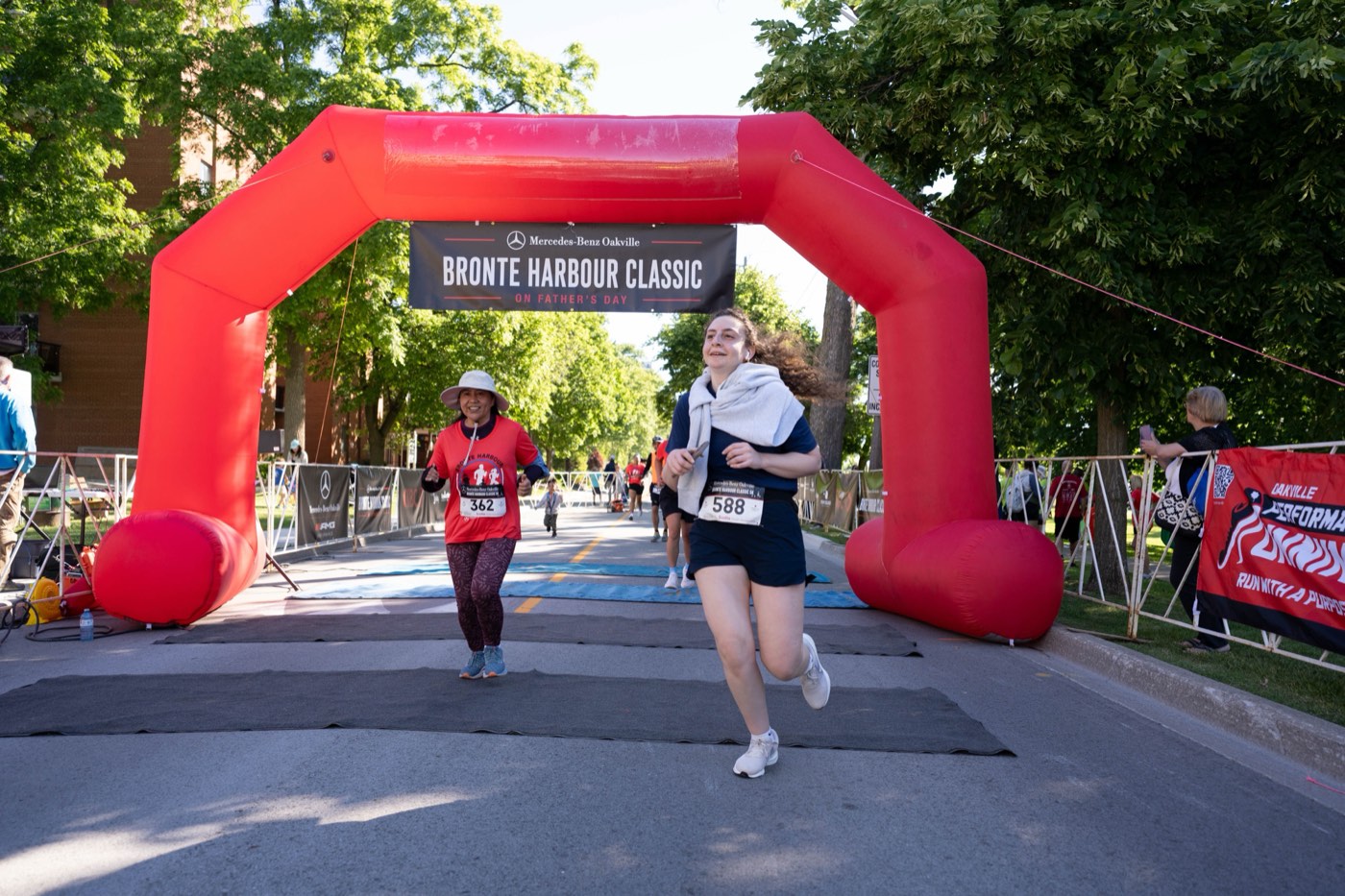 Finish arch at the Mercedes-Benz Oakville Bronte Harbour Classic 5K, Bronte Heritage Waterfront Park, Oakville