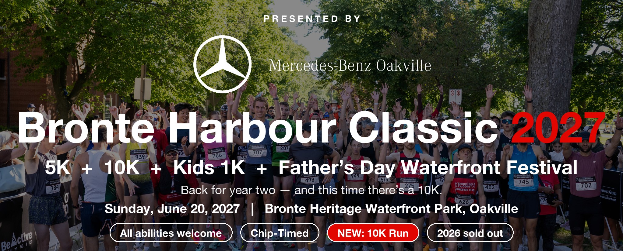 Mercedes-Benz Oakville Bronte Harbour Classic 2027 — 5K, 10K, Kids 1K and Father’s Day Waterfront Festival, June 20 2027