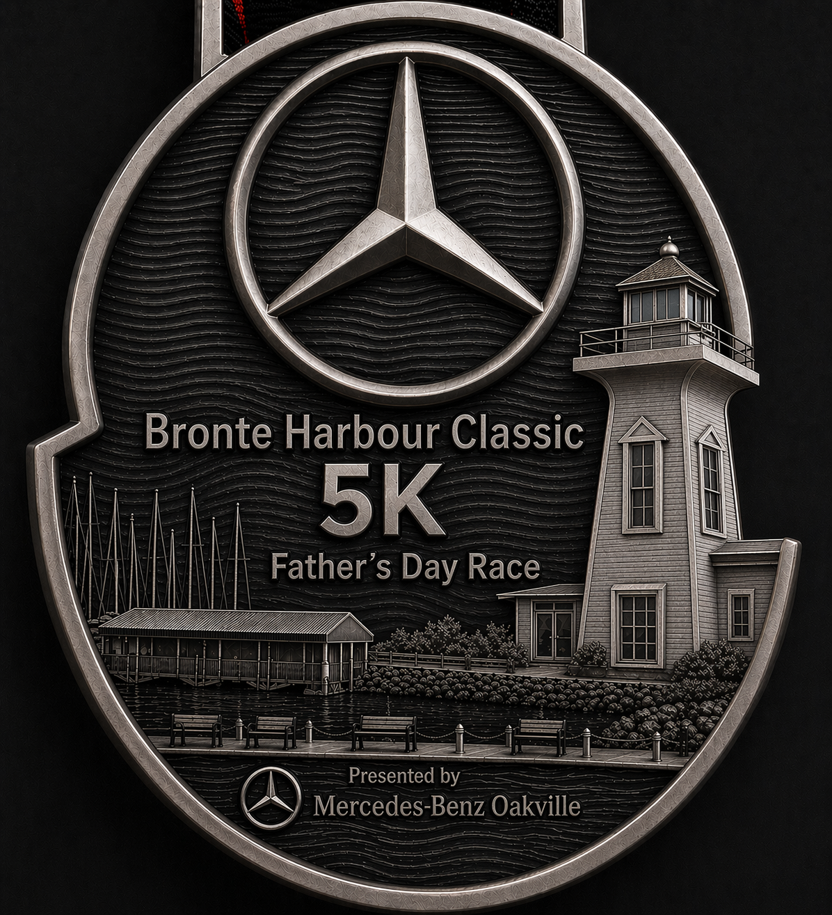 BHC 2026 finisher medal — front view with Mercedes-Benz star and Bronte lighthouse